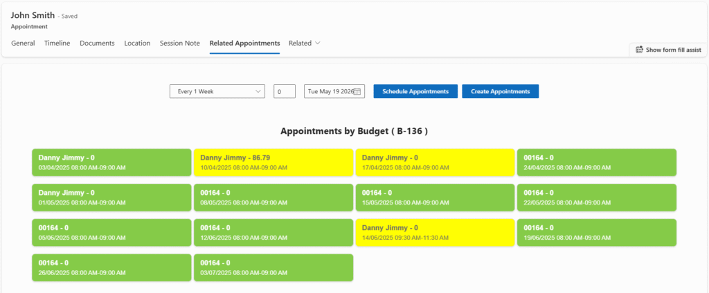 NDIS Scheduling in Dynamics 365 Related Appointments
