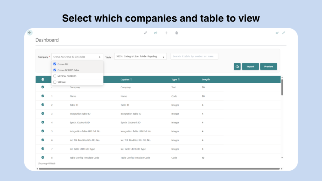 Business Central reporting tool