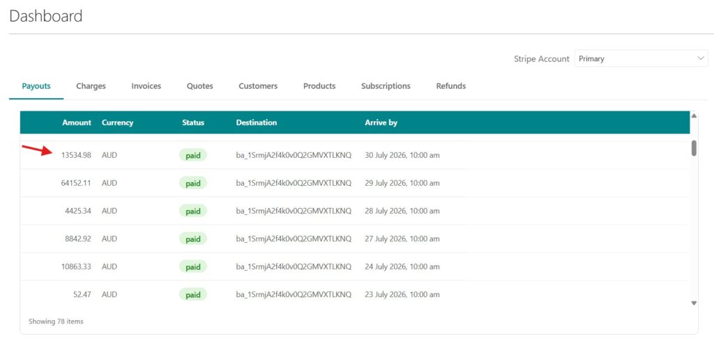Stripe payouts in Business Central