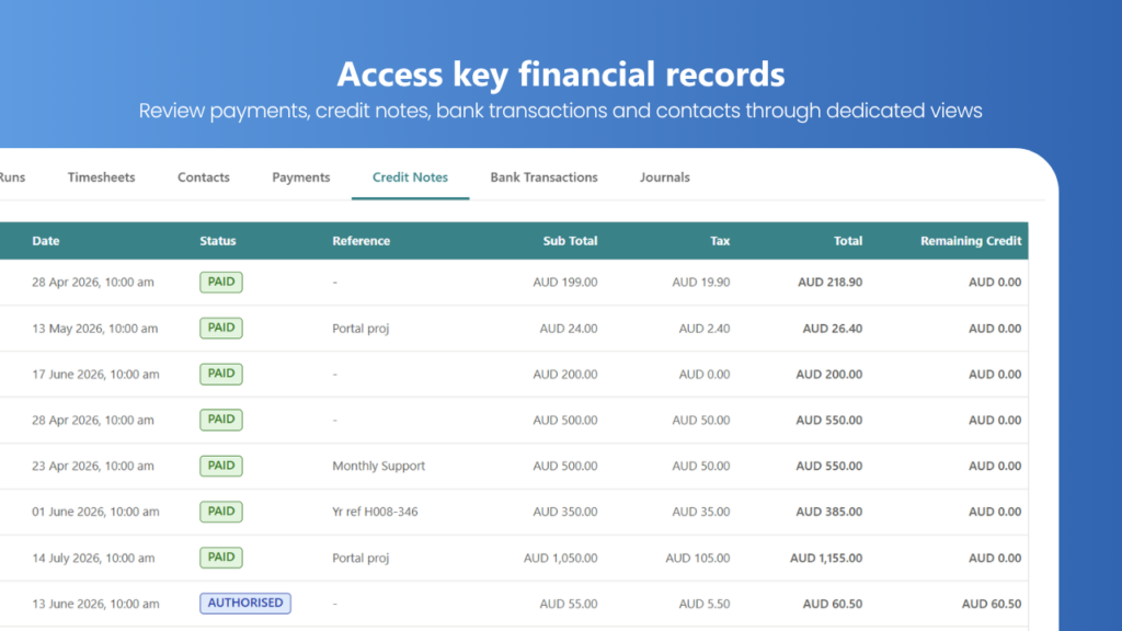 Xero Connector for Business Central financial information